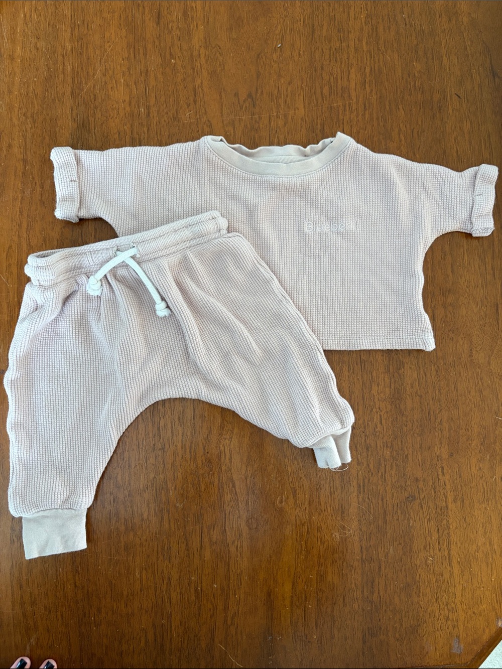 🫐3/$30 Blueberri Organic Pink Waffle Jogger Pants Made in 🇨🇦. Size 6-12m